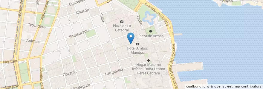 Mapa de ubicacion de Santo Domingo en Kuba, Havanna, La Habana Vieja.