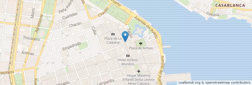 Mapa de ubicacion de Restaurante La Dominica en Cuba, La Habana, La Habana Vieja.