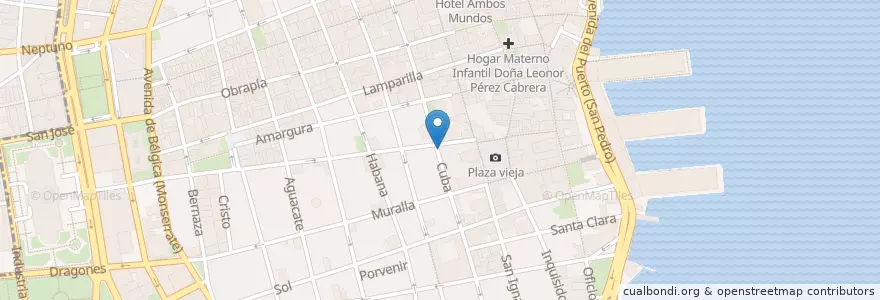 Mapa de ubicacion de Comedor 213 (Sistema de Atención a la familia) en 쿠바, La Habana, La Habana Vieja.