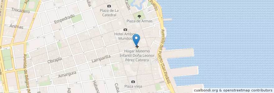 Mapa de ubicacion de Hogar Materno Infantil Doña Leonor Pérez Cabrera en Cuba, La Habana, La Habana Vieja.