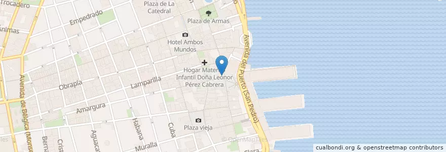 Mapa de ubicacion de 메인+음료3~5쿡 en 쿠바, La Habana, La Habana Vieja.