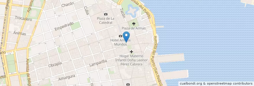 Mapa de ubicacion de La Torre de Marfil en Cuba, La Havane, La Habana Vieja.