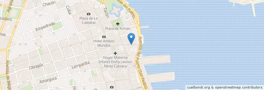 Mapa de ubicacion de Bodegón Onda en キューバ, La Habana, La Habana Vieja.