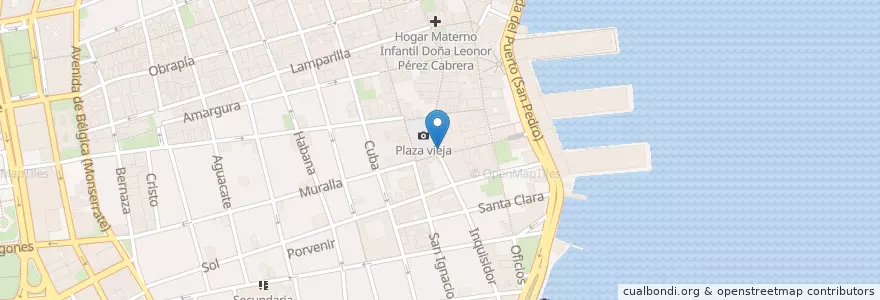 Mapa de ubicacion de 카페 en 쿠바, La Habana, La Habana Vieja.