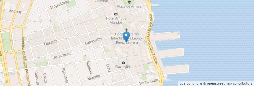 Mapa de ubicacion de Banco de Credito y Comercio en كوبا, La Habana, La Habana Vieja.