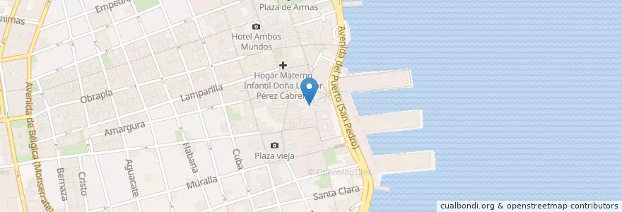 Mapa de ubicacion de Carmen Montilla en Cuba, La Havane, La Habana Vieja.