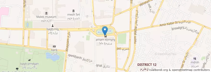Mapa de ubicacion de امام خمینی en إیران, طهران, مقاطعة طهران, طهران, بخش مرکزی شهرستان تهران.