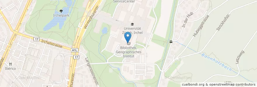 Mapa de ubicacion de Bibliothek, Geographisches Institut en Швейцария, Цюрих, Bezirk Zürich, Цюрих.