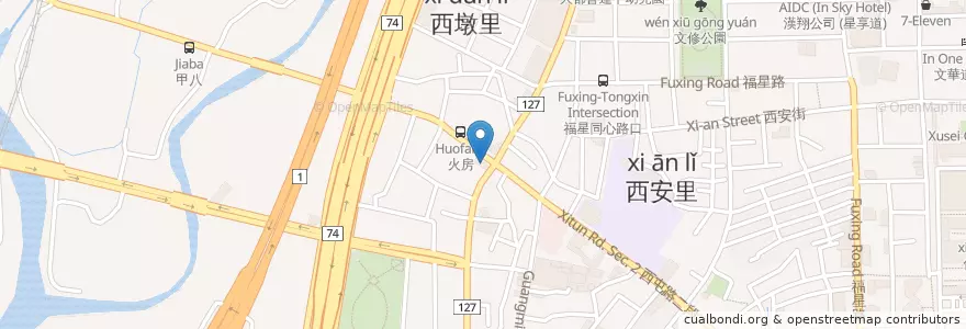 Mapa de ubicacion de 大台中四海豆漿 en Тайвань, Тайчжун, 西屯區.