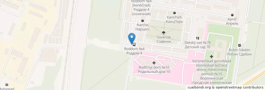 Mapa de ubicacion de Робин Сдобин en Rússia, Distrito Federal Central, Oblast De Voronej, Городской Округ Воронеж.