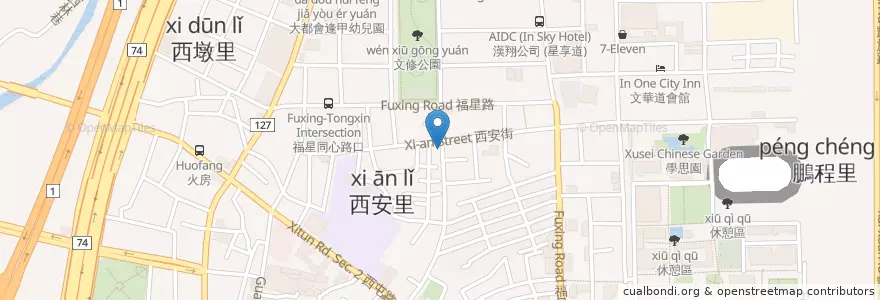 Mapa de ubicacion de Feng-Chia Preschool en Taiwan, Taichung, Xitun District.