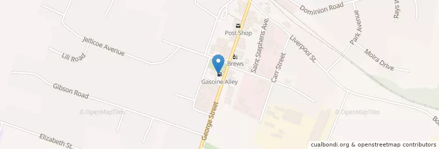 Mapa de ubicacion de Gasoine Alley en Yeni Zelanda, Waikato, Waikato District.