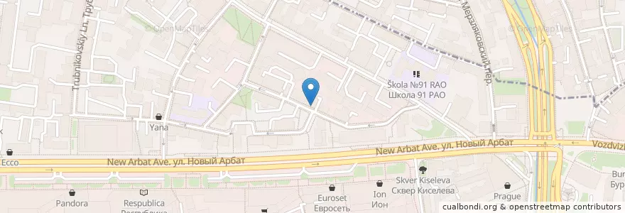 Mapa de ubicacion de Оранжевый en Rússia, Distrito Federal Central, Москва, Центральный Административный Округ, Район Арбат.