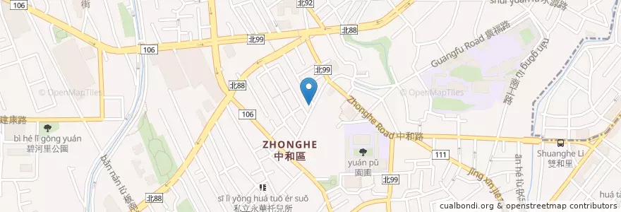 Mapa de ubicacion de Q Burger en 타이완, 신베이 시, 중허 구.
