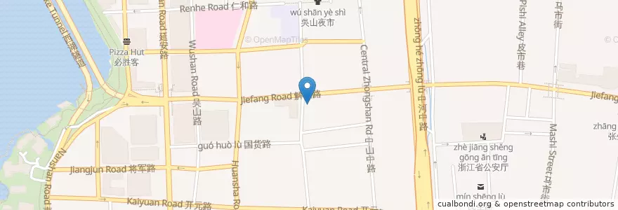 Mapa de ubicacion de 中国工商银行 en Çin, Zhejiang, Hangzhou, 上城区, 湖滨街道.