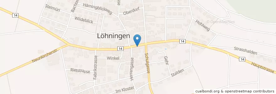 Mapa de ubicacion de Postagentur Löhningen en Schweiz/Suisse/Svizzera/Svizra, Schaffhausen, Bezirk Oberklettgau, Löhningen.