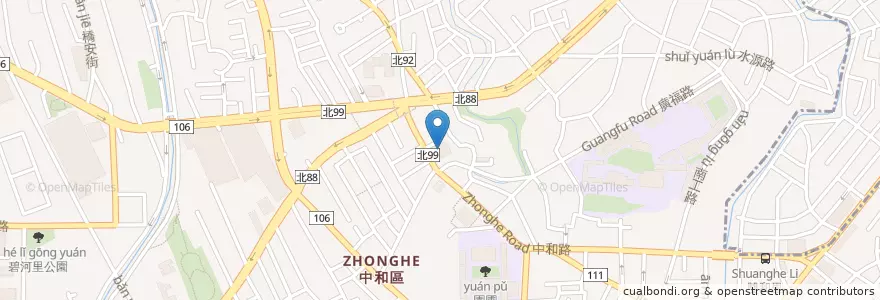 Mapa de ubicacion de 金世界餐廳 en 타이완, 신베이 시, 중허 구.