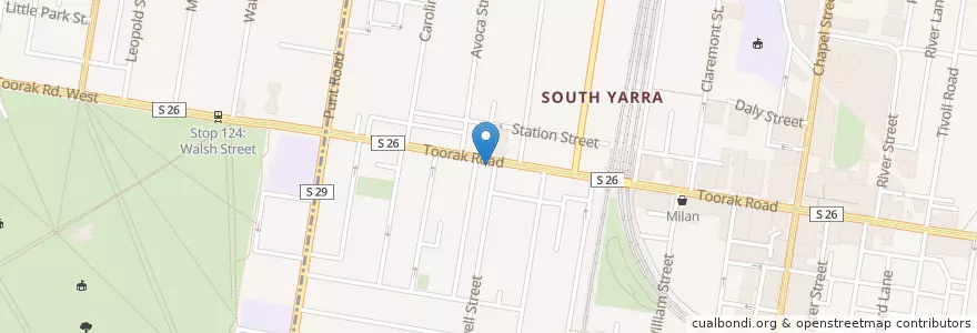 Mapa de ubicacion de South Yarra Post Office en 오스트레일리아, Victoria, City Of Stonnington.