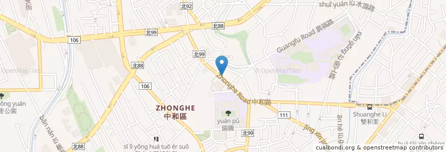 Mapa de ubicacion de 觀音素食店 en Taiwan, 新北市, 中和區.