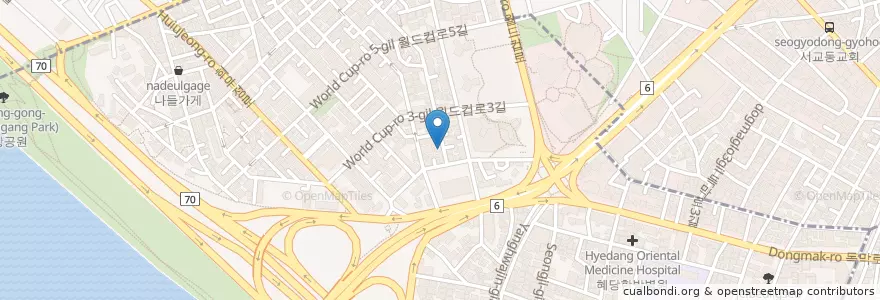Mapa de ubicacion de cafe woong en South Korea, Seoul, Mapo-Gu, Hapjeong-Dong.