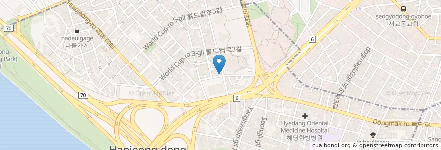 Mapa de ubicacion de scene en 대한민국, 서울, 마포구, 합정동.