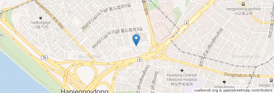Mapa de ubicacion de 양화정 en Südkorea, Seoul, 마포구, 합정동.