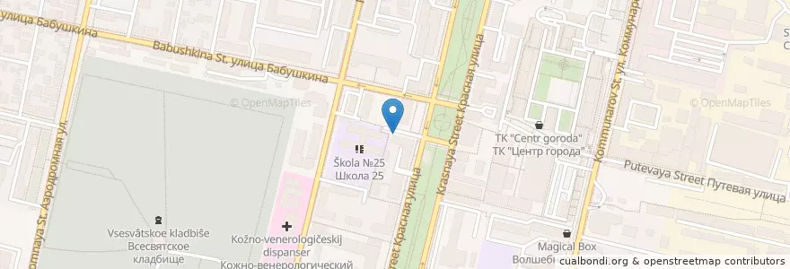 Mapa de ubicacion de Ветаптека en Rusia, Южный Федеральный Округ, Краснодарский Край, Городской Округ Краснодар.