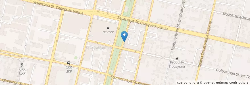 Mapa de ubicacion de Крайинвестбанк en Россия, Южный Федеральный Округ, Краснодарский Край, Городской Округ Краснодар.