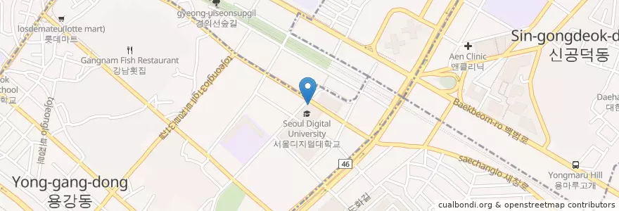 Mapa de ubicacion de Sweet Buns Coffee en Zuid-Korea, Seoel, 마포구, 용강동.