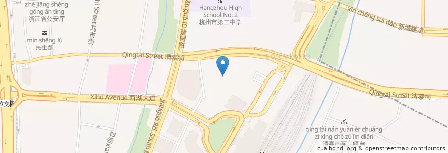 Mapa de ubicacion de The First Affiliated Hospital, College of Medicine, Zhejiang University en China, Zhejiang, Hangzhou City, Shangcheng District, 小营街道.