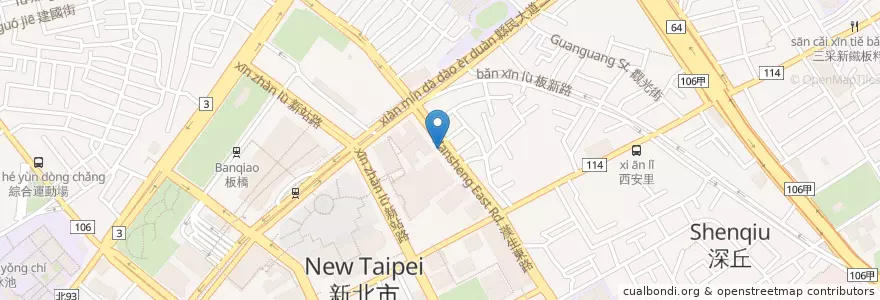 Mapa de ubicacion de 板橋大遠百停車場 en Tayvan, 新北市, 板橋區.