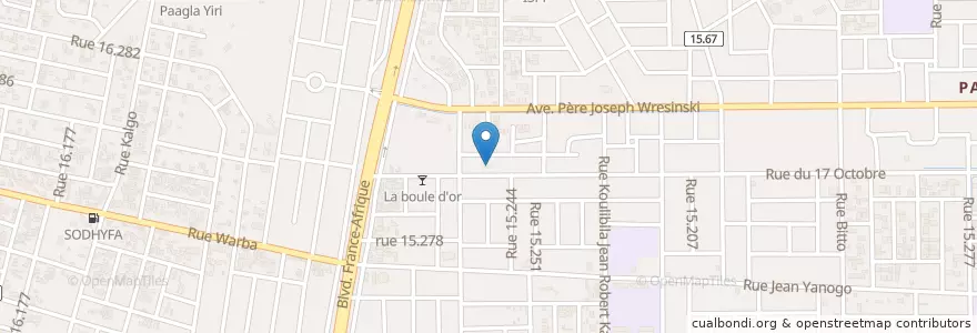 Mapa de ubicacion de Restaurant Bar Point d'Afrique en Burkina Faso, Centre, Kadiogo, Ouagadougou.