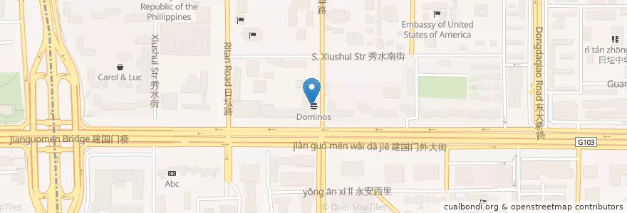 Mapa de ubicacion de Dominos en China, Pequim, Hebei, 朝阳区 / Chaoyang.