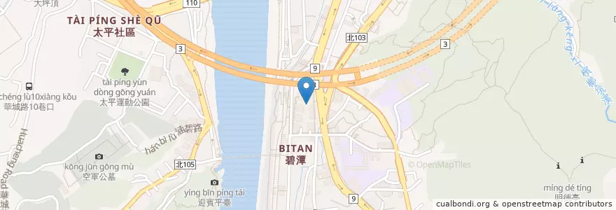 Mapa de ubicacion de 聖巴黎焦糖滷味新店捷運分店 en Taiwán, Nuevo Taipéi, 新店區.