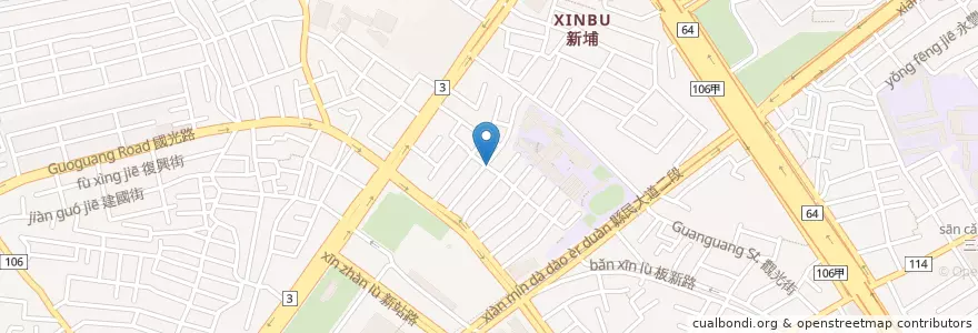 Mapa de ubicacion de 新民福德宮 en 臺灣, 新北市, 板橋區.