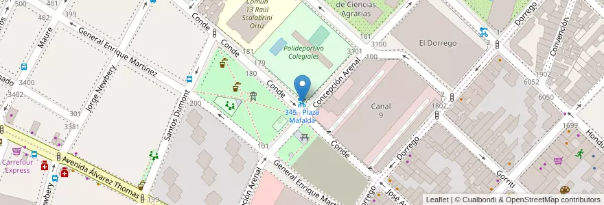 Mapa de ubicacion de 345 - Plaza Mafalda en Argentinien, Ciudad Autónoma De Buenos Aires, Buenos Aires.