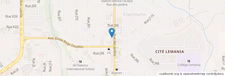 Mapa de ubicacion de Aklé en Costa D'Avorio, Abidjan, Cocody.