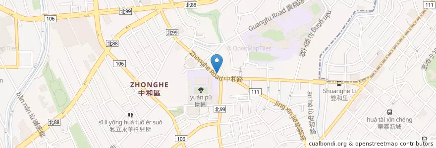 Mapa de ubicacion de 創意芝麻文理補習班 en تایوان, 新北市, 中和區.