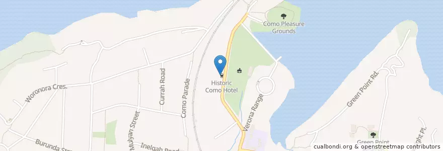 Mapa de ubicacion de Historic Como Hotel en أستراليا, نيوساوث ويلز, Sutherland Shire Council, Sydney.