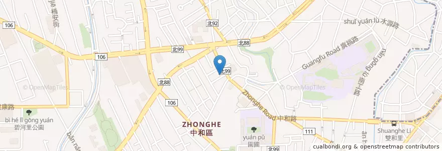 Mapa de ubicacion de 千芳餃子館 en 臺灣, 新北市, 中和區.