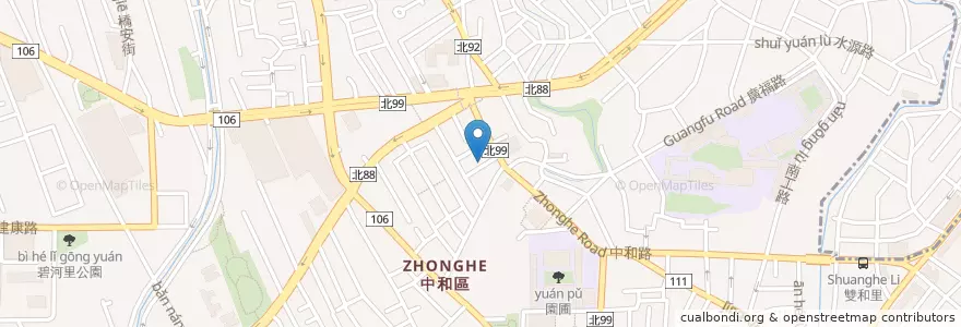 Mapa de ubicacion de 莊園麻油雞 en 臺灣, 新北市, 中和區.