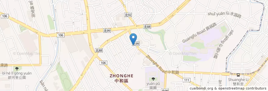 Mapa de ubicacion de 韓鶴亭韓式料理 en Taiwan, Neu-Taipeh, Zhonghe.