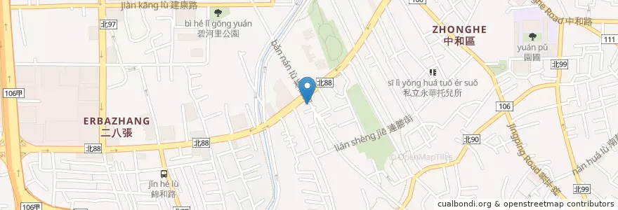 Mapa de ubicacion de 高仕涼麵壽司 en 台湾, 新北市, 中和区.