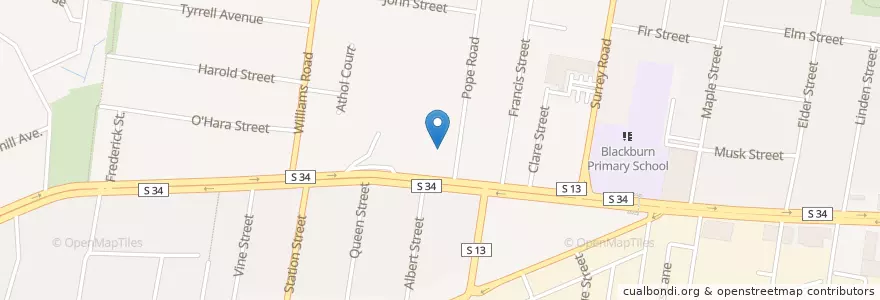 Mapa de ubicacion de Pope Road Kindergarten en Australie, Victoria, City Of Whitehorse.