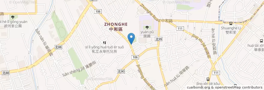 Mapa de ubicacion de 美而美 en Taiwan, New Taipei, Zhonghe District.