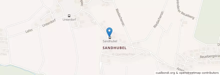 Mapa de ubicacion de Sandhubel en Switzerland, Bern, Verwaltungsregion Seeland, Verwaltungskreis Seeland, Grossaffoltern.
