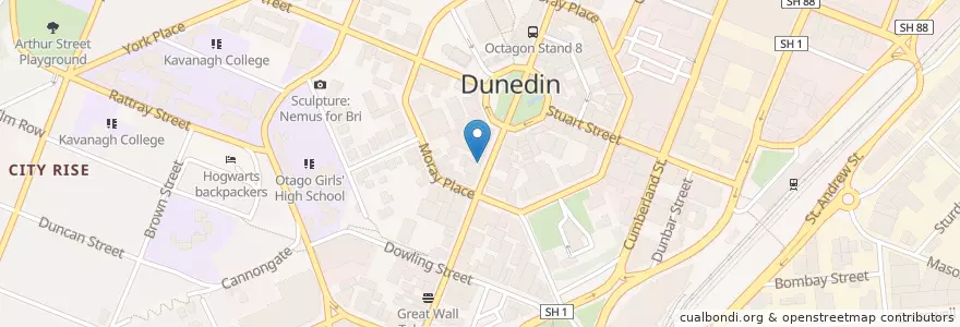 Mapa de ubicacion de Dunedin City Pharmacy en New Zealand / Aotearoa, Otago, Dunedin City.
