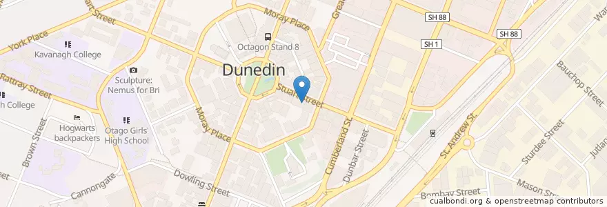 Mapa de ubicacion de Two Chefs en ニュージーランド, オタゴ, Dunedin City.