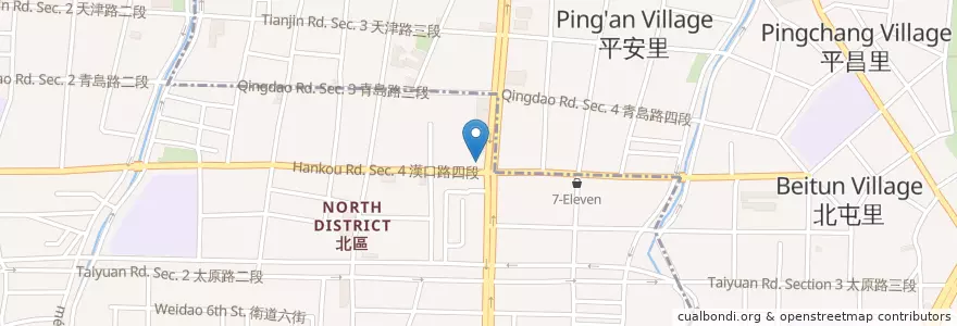 Mapa de ubicacion de 石二鍋 en 臺灣, 臺中市, 北屯區, 北區.