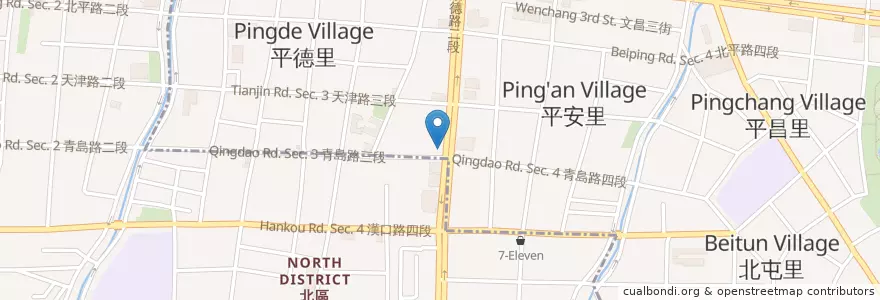 Mapa de ubicacion de 85度C en تایوان, تایچونگ, 北屯區, 北區.